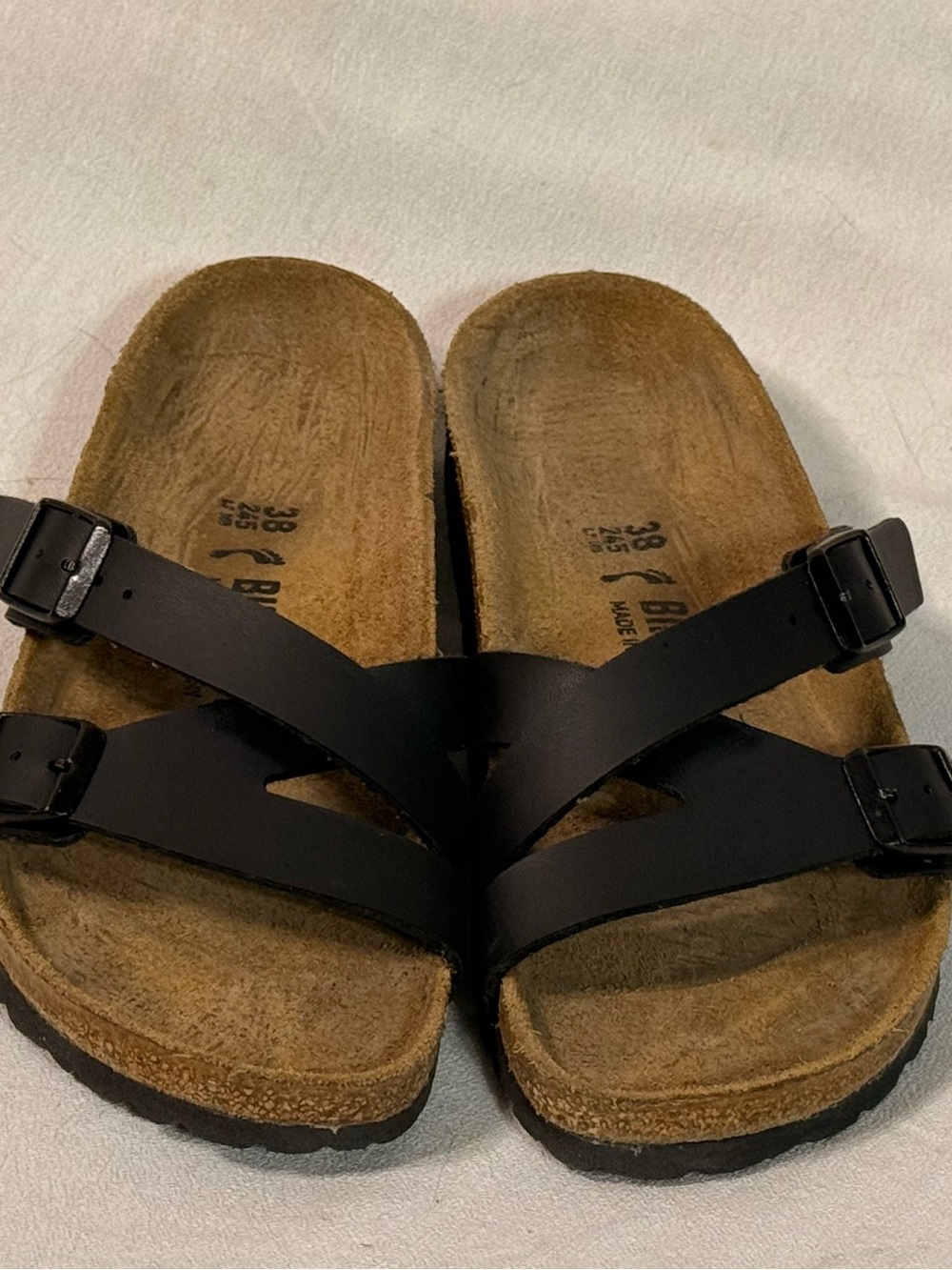 Birkenstock Franca Black Leather Strappy Sandals Size 38